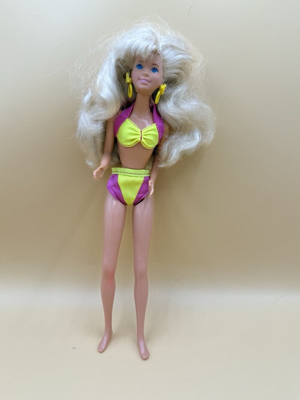 Vintage Sun Loving Jazzie Doll Mattel 1986 Neon Swimsuit Blonde Barbie Friend